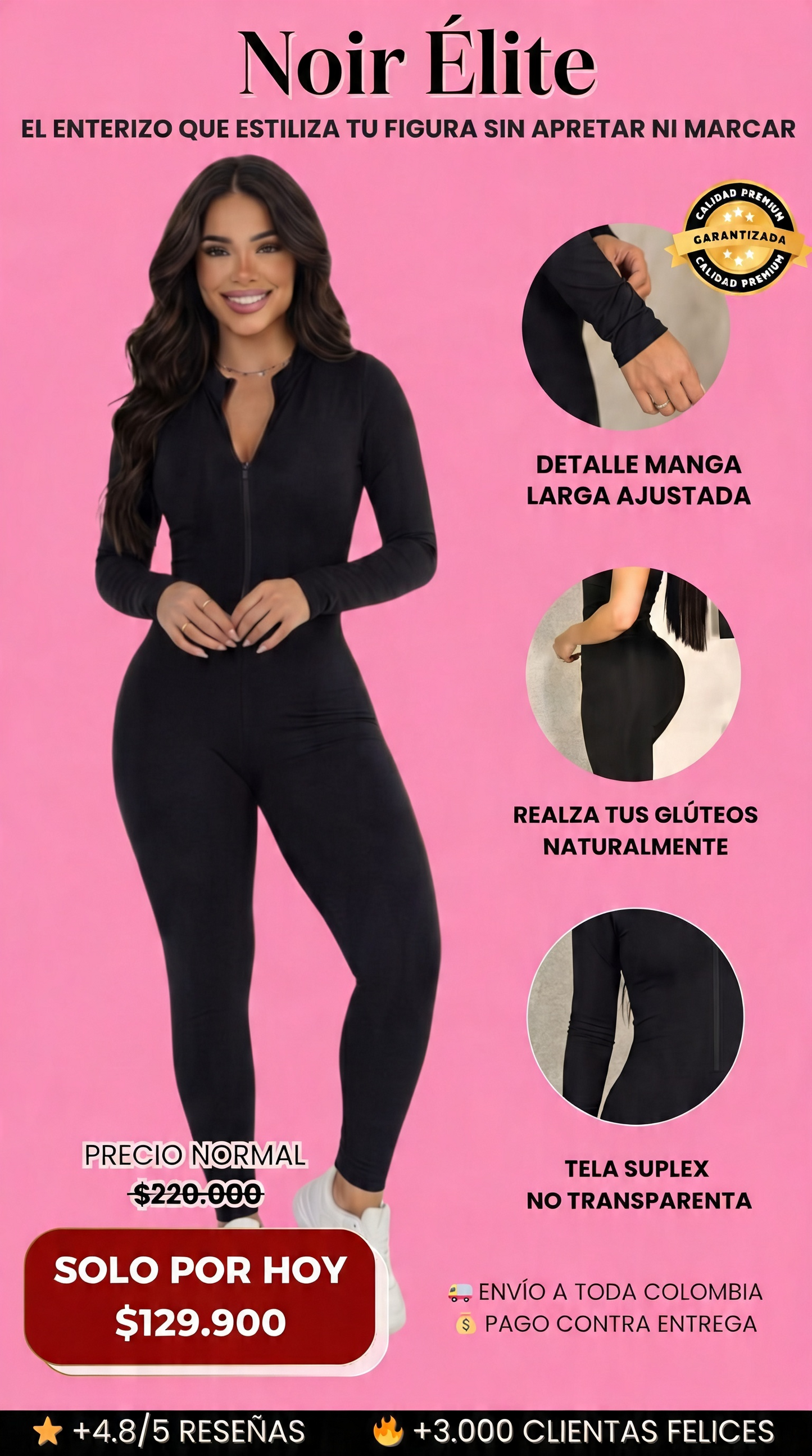 Enterizo Noir Élite - Moldea figura